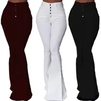 

90716-MX49 fashion boot cut high waisted trousers for women