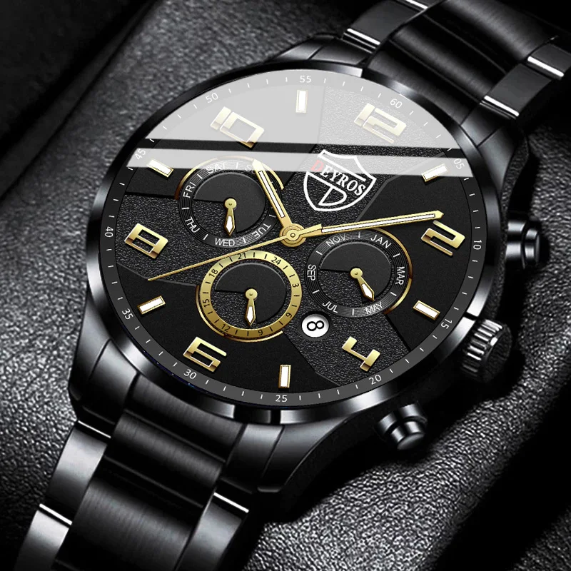 

Wholesale Men Business Watches Stainless Steel Bands Fashion Calendar Quartz Watch