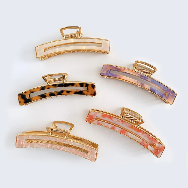 

Korea simple acetate plate hairpin fashion alloy large adult hair accessories clip one word metal clip headdress