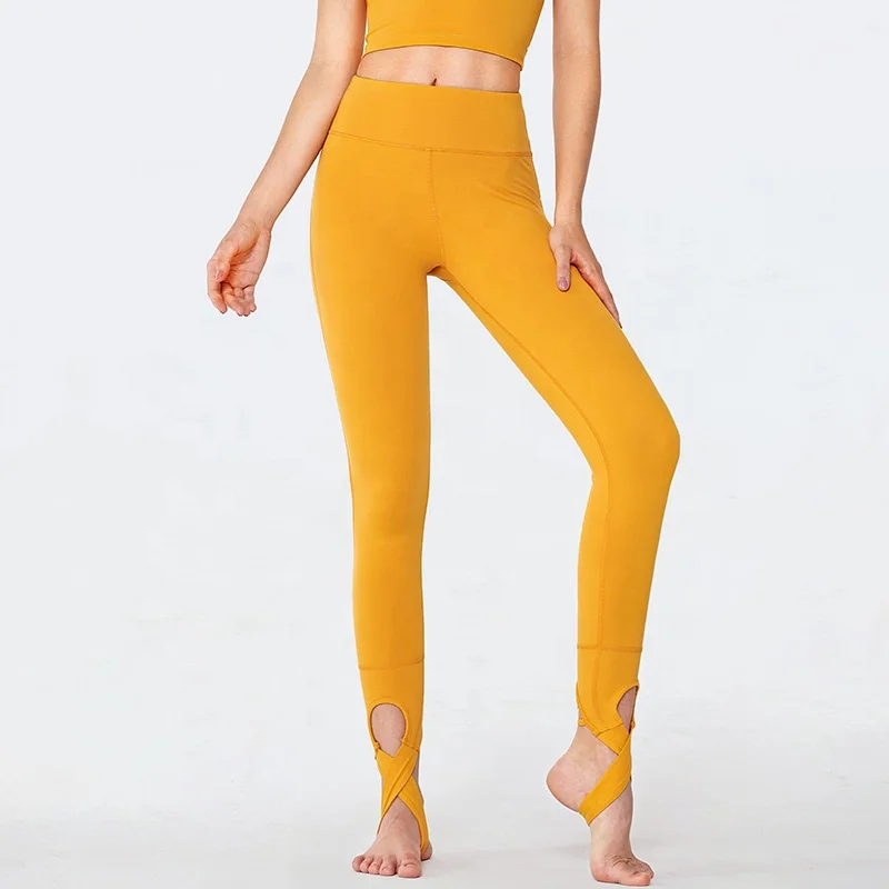 

Custom Solid Stirrup Butt Lift High Waisted Workout Leggings for Women Fitness Wear Gym Clothes Pouch Sport Pants, Black/yellow/red or customized