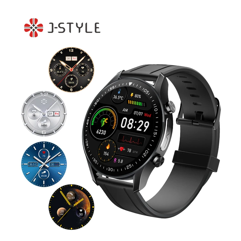 

J-Style 2051E-R smart IP67 waterproof SPO2 PPG ECG AMOLED round smart watch