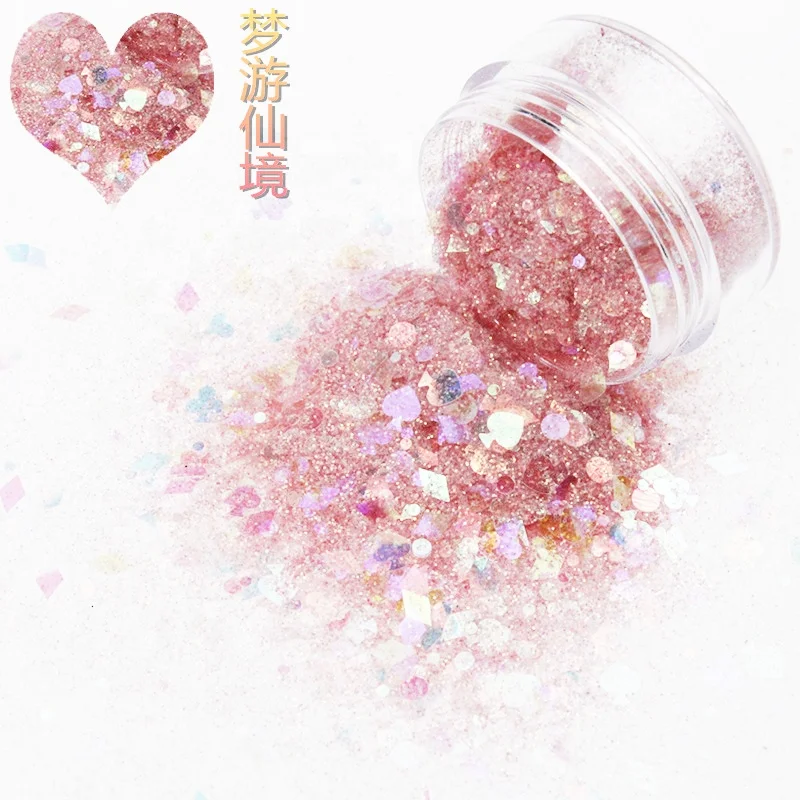 

Fairy tears mixed Chunky polyester glitters for cosmetics, make up, nail art,decoration all festivals,Christmas,craft, toys etc