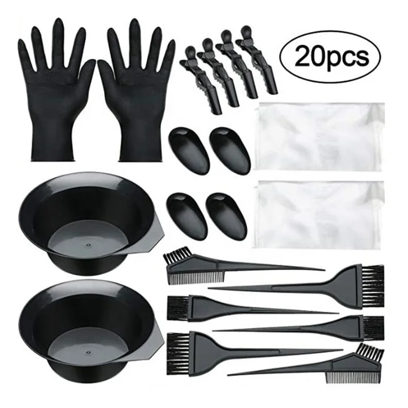 

Wholesale 20pcs Hair Coloring set hair dye brush Coloring Tools Kit Hair Dye Brush Set, Black