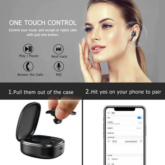 Wireless Stereo Earbuds 5.0 Headphones TWS Sport Wireless Earphone 50H Play Time with Charging Case for Running - ANKUX.COM