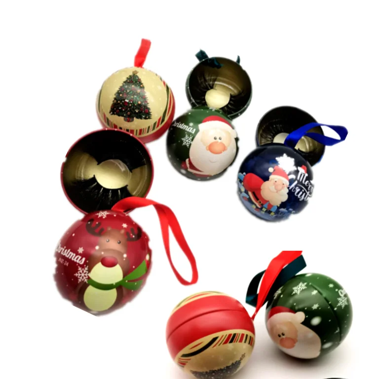 

5D Mink Eyelash Box Case logo own reindeer sleigh candle stick Ginger Bread Xmas elves Candy Cane Santa 2020 Christmas Stocking