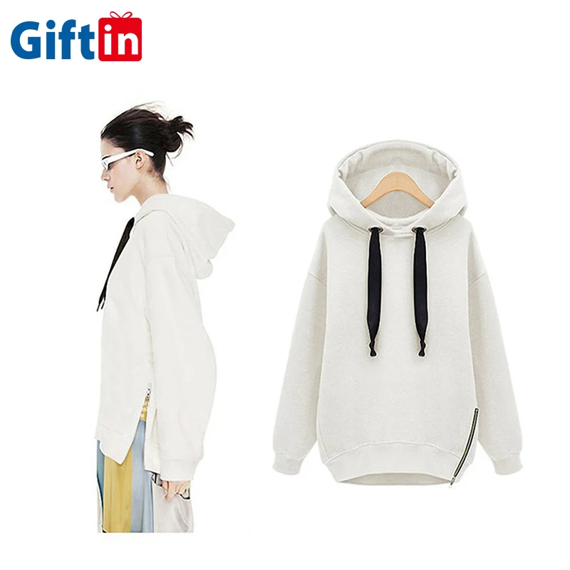 

high quality 100% fabric cotton double two sided side zipper hoodie with hood