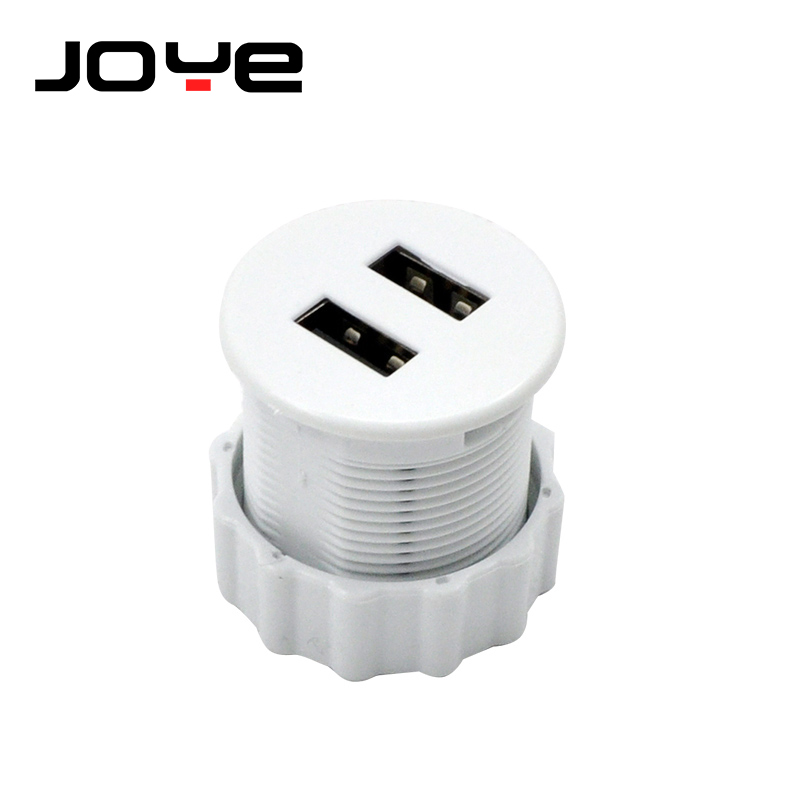 

Furniture use round dual USB port charger socket for desk and sofa, White black