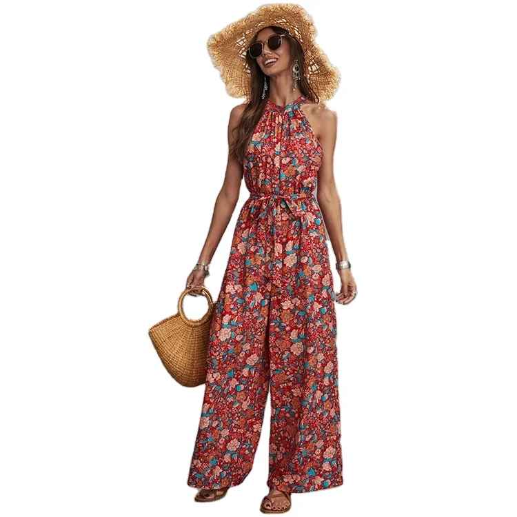 

LAISI FACTORY Summer new fashion loose print jumpsuits, playsuits & bodysuits