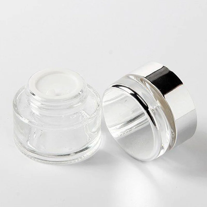 

20/30/50g clear airtight glass jar storage cream bottle with gold cap