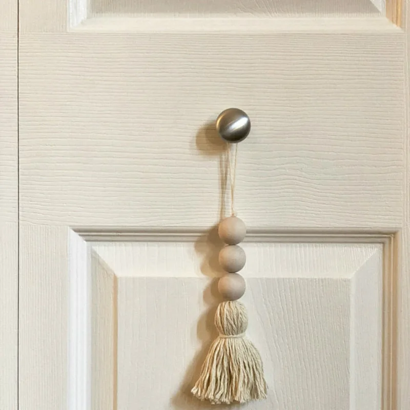 

Scandinavian Wooden bead garlands Hygge door pulls Drawer knob ornament Wood beads Tassels for cottage