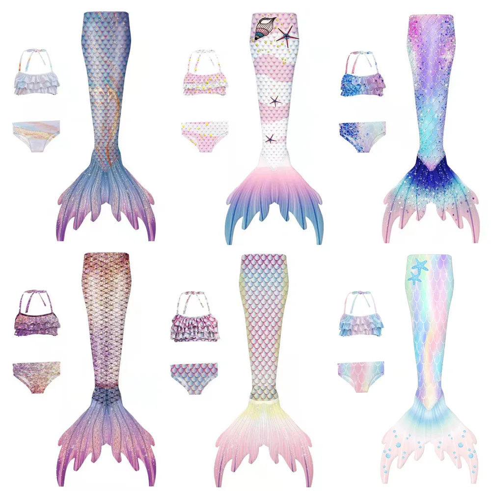 

Mermaid Swimsuit Mermaid three-piece fish Tail Princess dress costume for girl