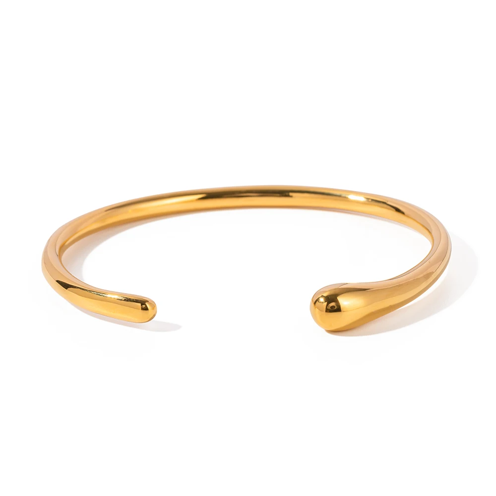 

J&D Fashion Trendy Single Layer Simple Shaped Waterproof 18K Gold-Plated Stainless Steel Bracelet For Women