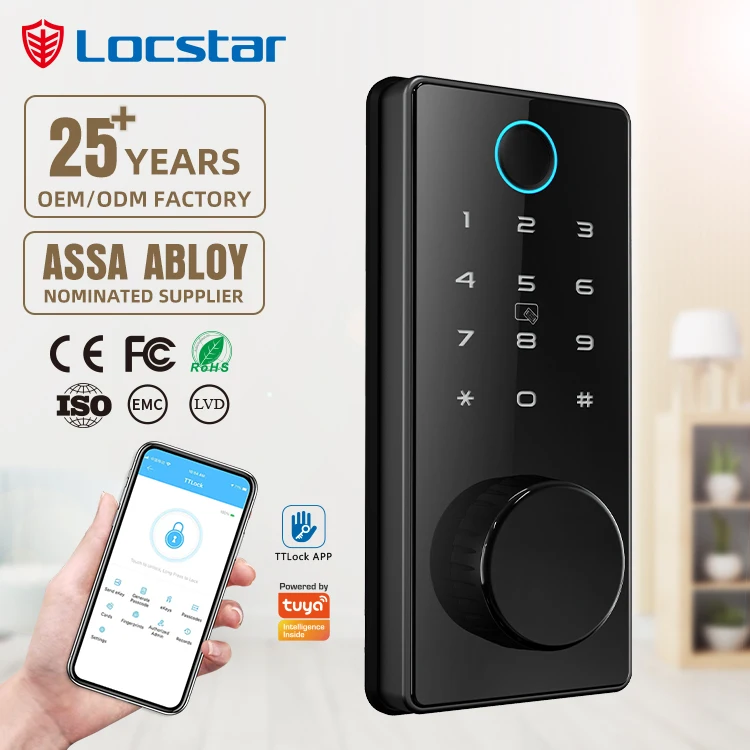 

Locstar TTLOCK APP Fingerprint Keyless Door Lock Waterproof Smart Deadbolt Lock With Alexa Google Assistant