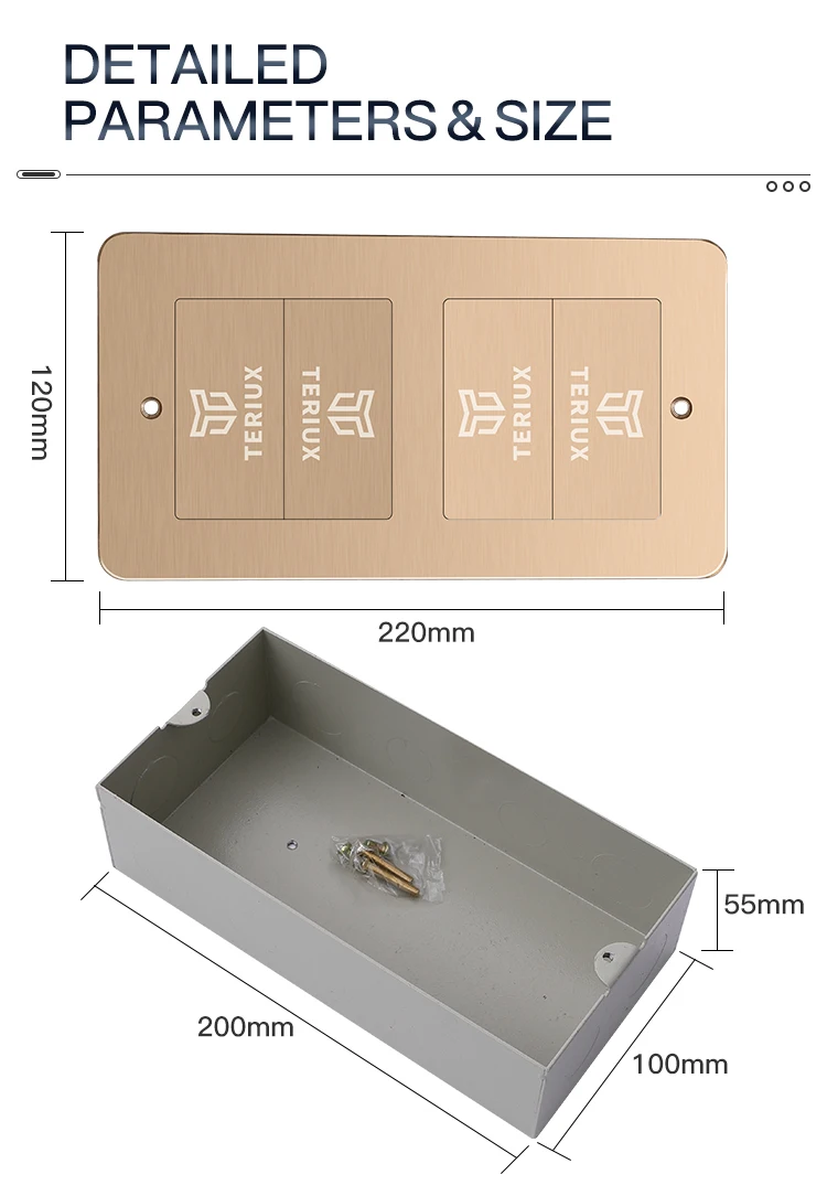 Dual brass concealed floor outlet with customizable modules