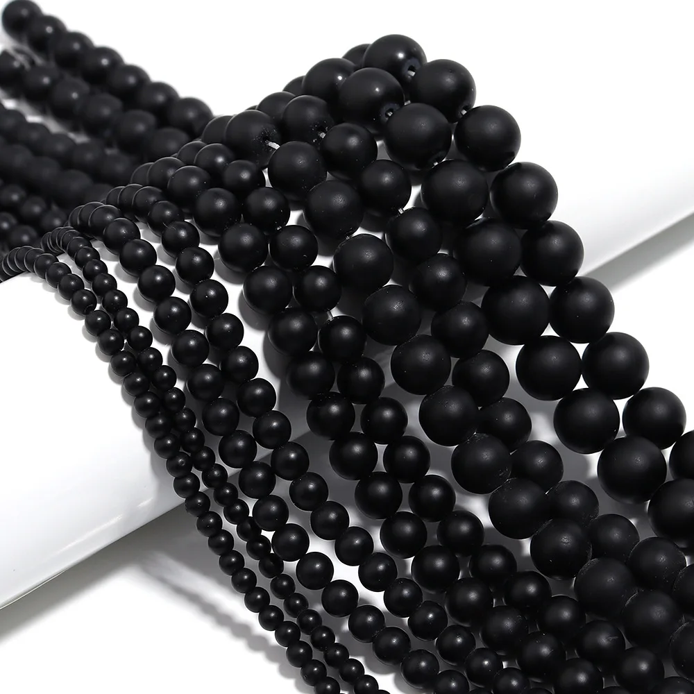 Hot sale 8mm gemstones strands natural stone onyx bead matte black onyx beads stone jewelry making