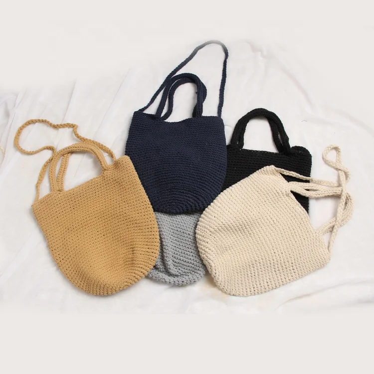 

Factory direct sale cotton material eco friendly mesh tote bag knitting shoulder bag handbag