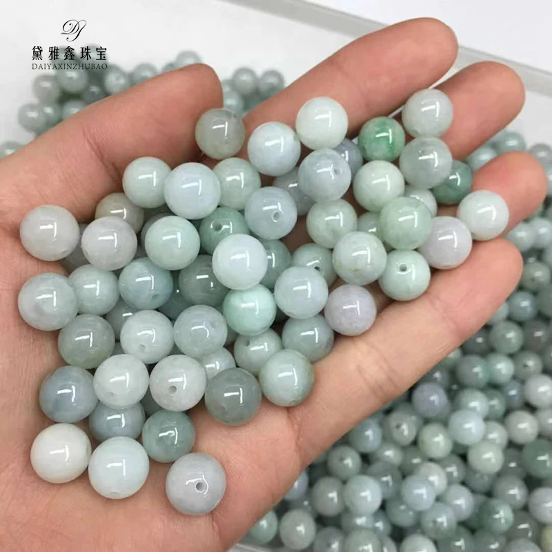 

Natural Burmese A Cargo Jadeite  Round Beads Jade Pieces Suitable DIY Bracelet Anklet Jewelry Stone Beads, Natural color