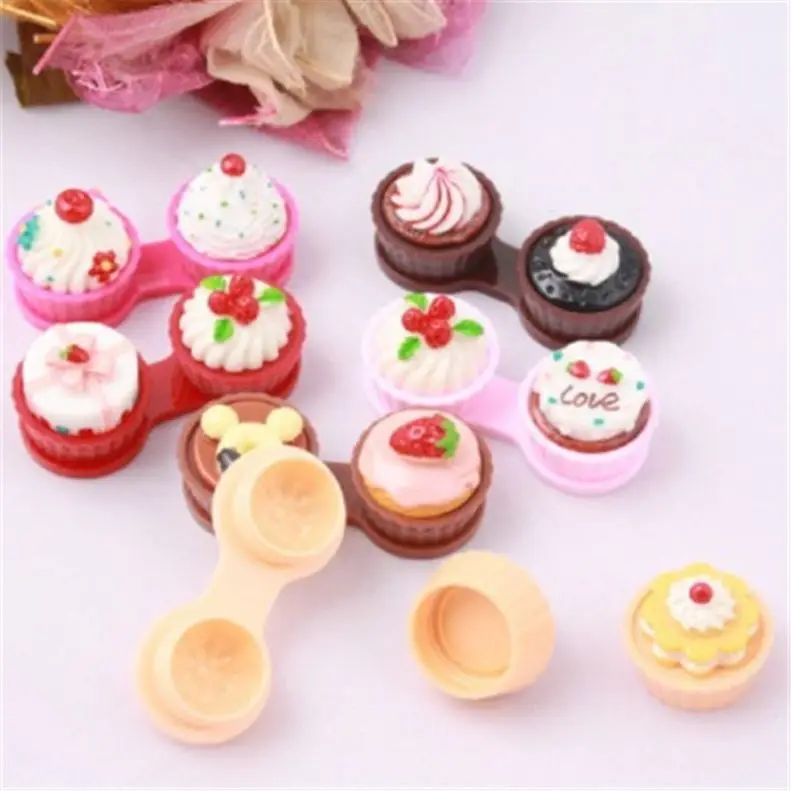 

Latest Cute Mate Case DIY Contact Lens Case Colorful Cake Pocket Mini Cute Travel Kit