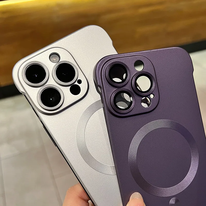 

Frameless High-End Heat Dissipation Ultra-thin Slim Metal MagSafes Magnetic Phone Cases For iPhone 15 14 13 12 11 Pro Max Plus