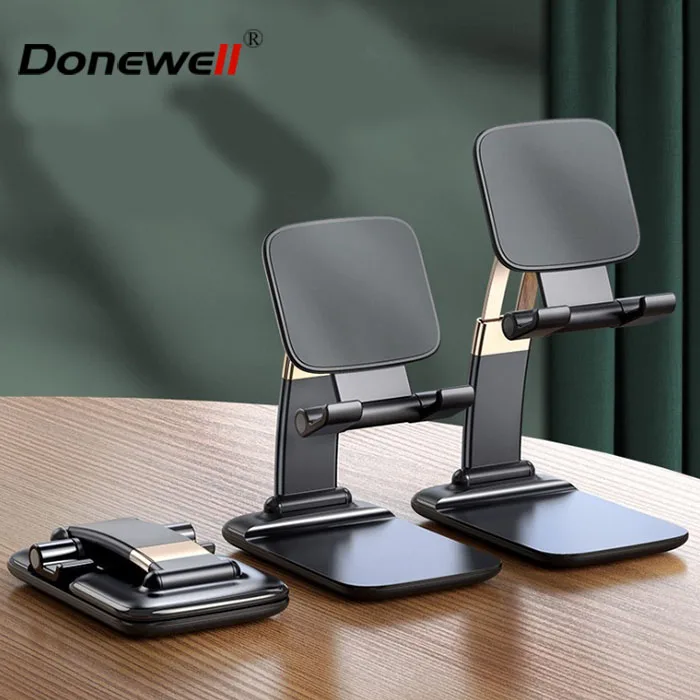 

New Arrival 2020 Adjustable Foldable Mobile Phone Mount Aluminum Alloy Desk lazy flexible Tablet Bracket Stand holder, Black silver