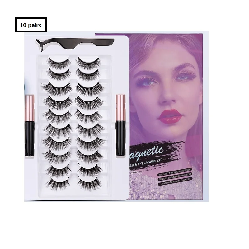 

10 pairs magnetic eyelashes 3d magnetic eyelash eyelashes with eyeliner kit, As the picture show