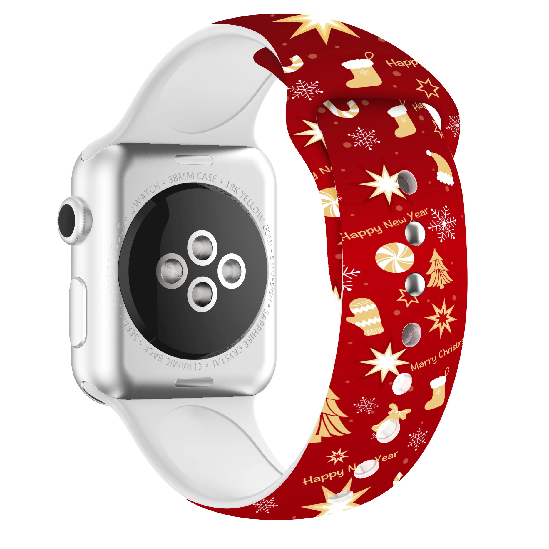 

Christmas Day silicone printed Apple watch strap 38mm 44mm cartoon color apple watchband BD12, Multiple colors