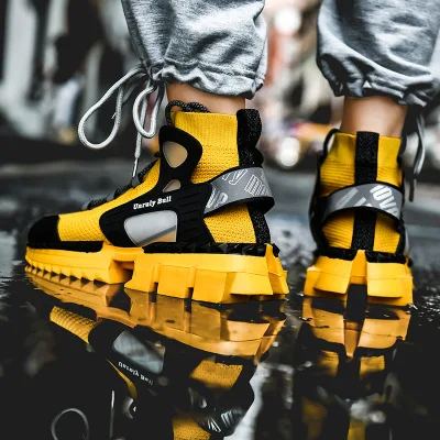 

Manufacturer Wholesale Luminous Personality Youth Tennis Fashion Shoes Men's Sneakers, White/black/yellow