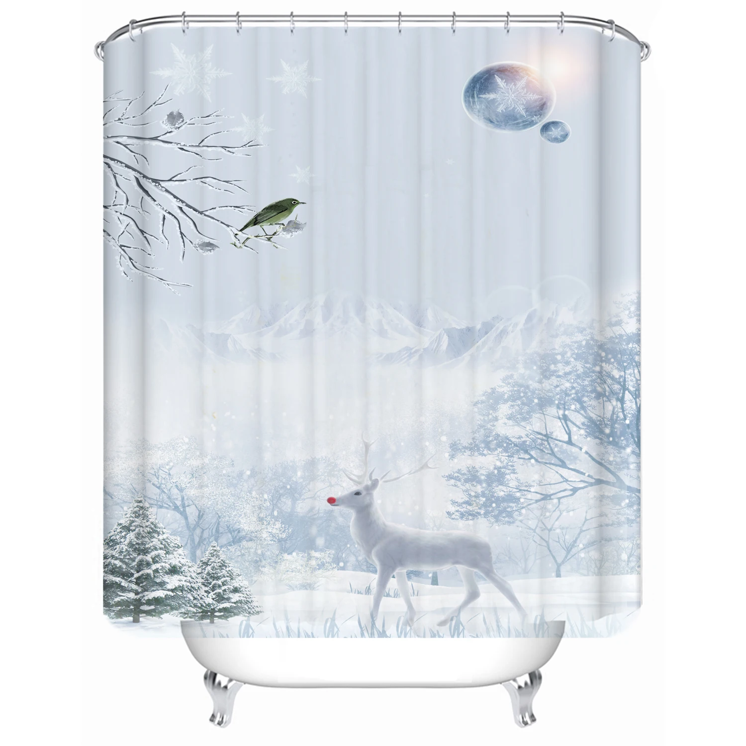 

180x180cm Bathroom partition bathtub waterproof shower curtain ice and snow world can be customized printing shower curtain, Picture