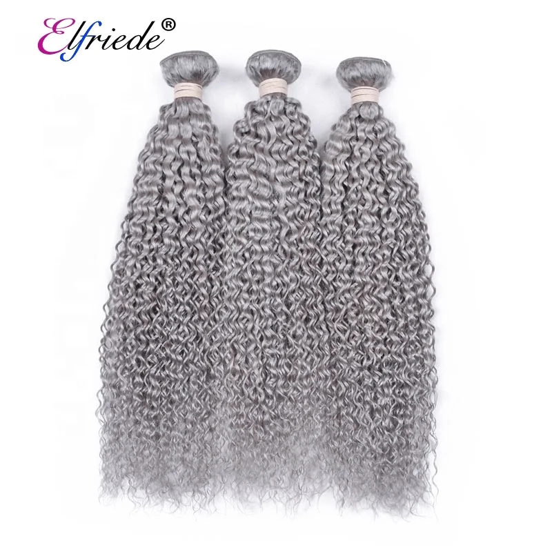 

Grey Kinky Curly 10A Brazilian Remy Human Hair Bundles Deals Hair Weaves 3pcs/pack XTHW-02