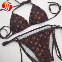 

Fashion Letter Printed Summer Beach Backless Low Waist Women Swimsuit