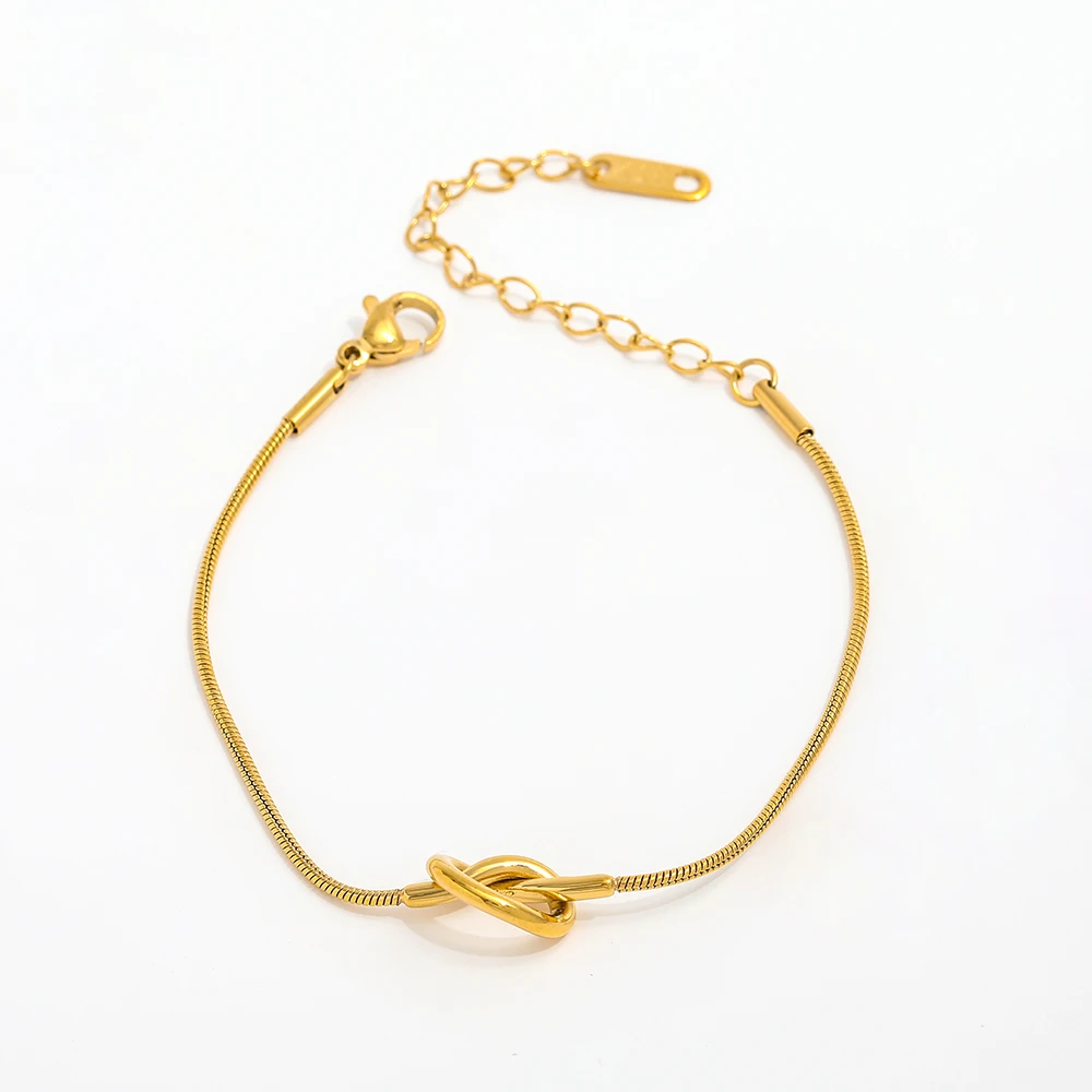 Wholesale High-End 18K Gold Plated Stainless Steel Snake Chain Knot Bracelet for Women Trendy Party Gift Jewelry