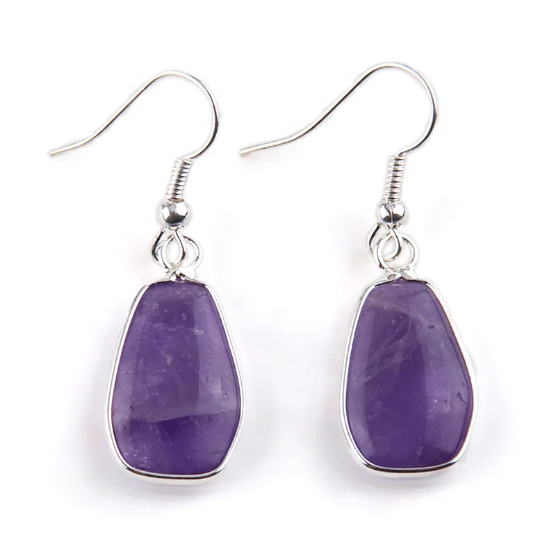 

Fashion Graceful Wedding Party Gifts Women Jewelry Amethyst Tiger Eye Natural Stone Earrings