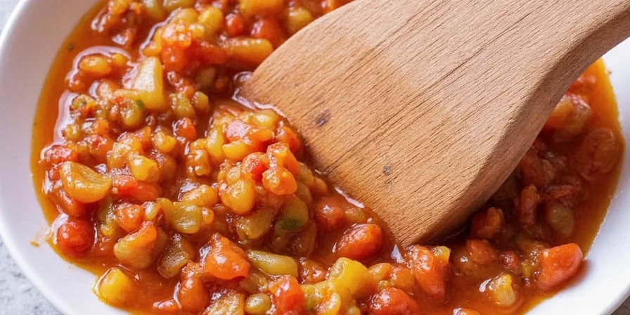Sweet Pepper Onion Relish in a jar on counter