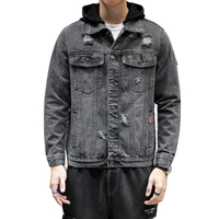 

2019 factory bulk make your design fashion cotton jean acid washed black custom oversized winter denim jacket men