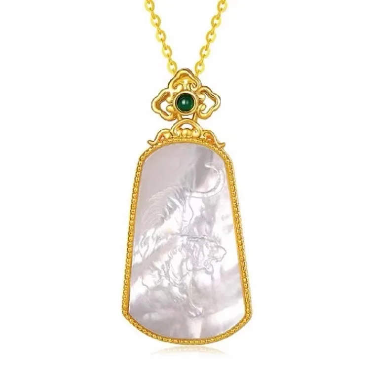 

Certified 18K Gold Tiger Downhill Pendant AU750 Color Gold Live Hot Necklace Water Shell Gold Wholesale