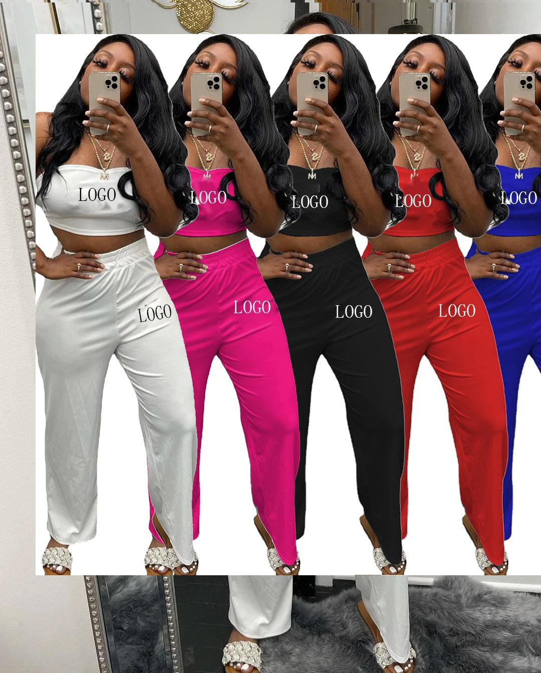 

Best selling letter logo embroidered printed bra pants women's sports suit solid casual versatile women's two piece set