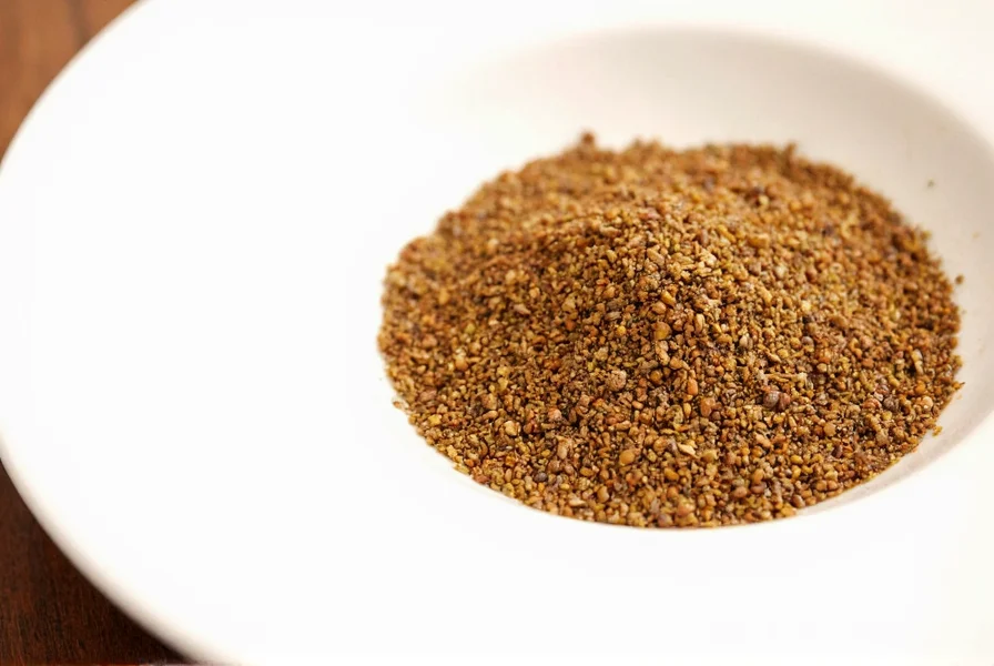 Whole cumin seeds and ground cumin next to traditional Indian cooking utensils