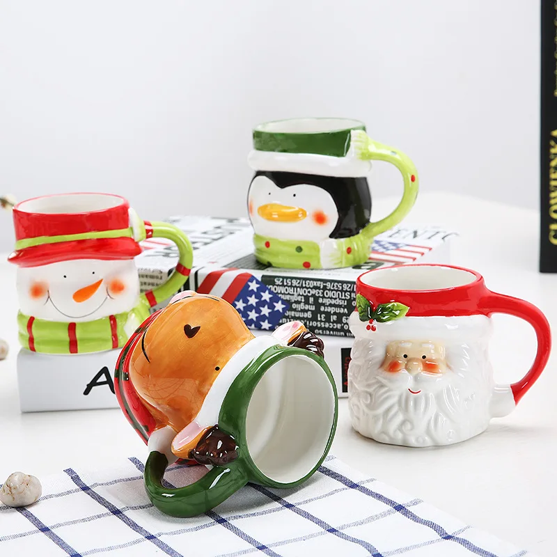 

Christmas Mug Creative 3D Animal Modeling Couple Coffee Cup Breakfast Milk Cup Festival Gift Cup, Customized color