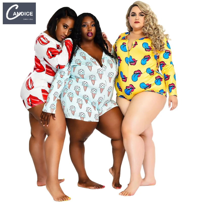 

Candice apparel supplier elements print homewear giant bodysuit plus  onesies for women pajamas custom jumpsuit