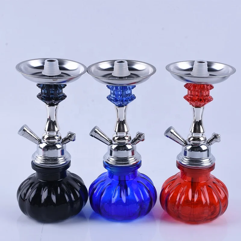 

New Style Hookah Shisha Set With Silicone Hookah Hose Aluminum alloy Shisha Glass Hookah Narguile Tripod Shisha Set, Green\black\red\blue\yellow\mix color