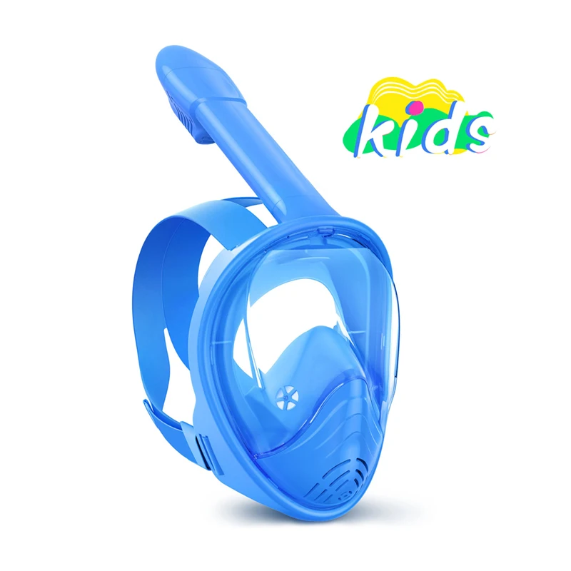 

SKTIC Hot Sale Factory Folder Panoramic View Snorkeling Gear Full Face Snorkel Diving Mask for Children, Blue