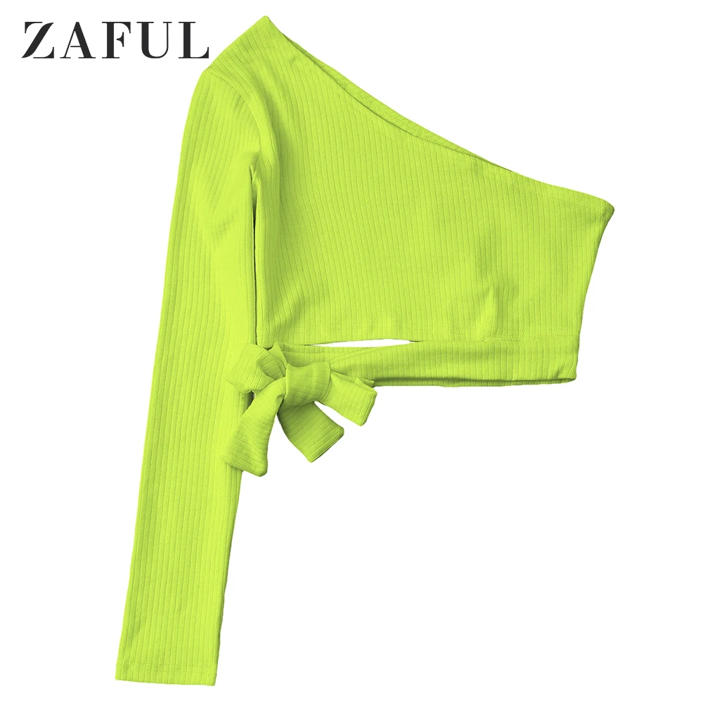 

ZAFUL Tied One Shoulder girls crop top
