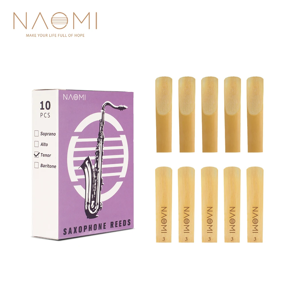 

NAOMI 10pcs/1pack NS-09 Select Jazz Tenor Sax Reeds Unfiled Strength 3 Strength Medium Saxophone Reeds