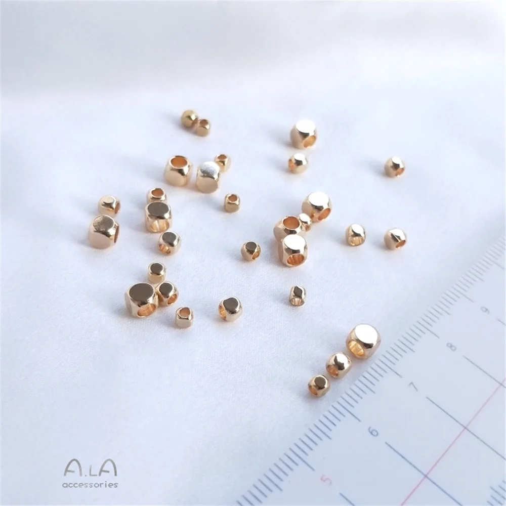 

14K gold small square beads scattered beads cut corner square dice beads handmade string jewelry bracelet earrings accessories, Colors