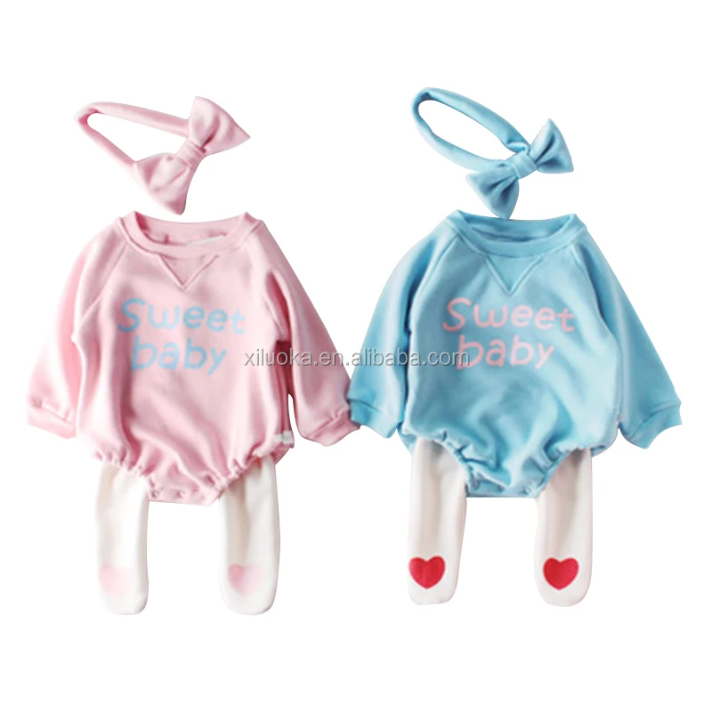 

Winter Baby Round Neck Newborn Clothes Sweet Heart Bow Knot Jumpsuit Romper Plus Velvet Thickening, Picture