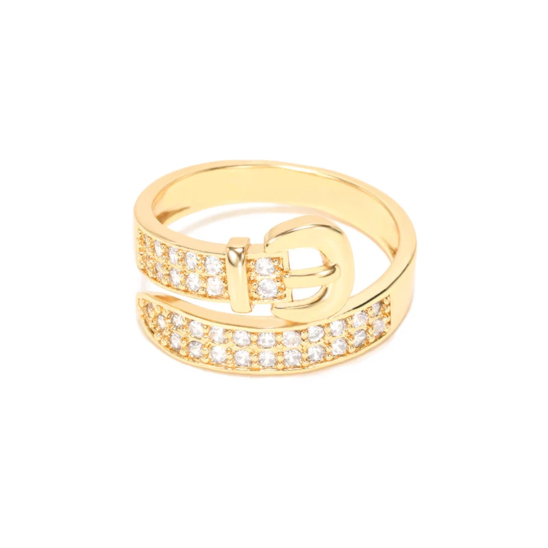 

Gold Plated Belt Buckle Chain Rings Detachable Soft Geometric Rings for Women Cubic Zirconia Luxury Statement Rings, Gold/platinum/rose gold