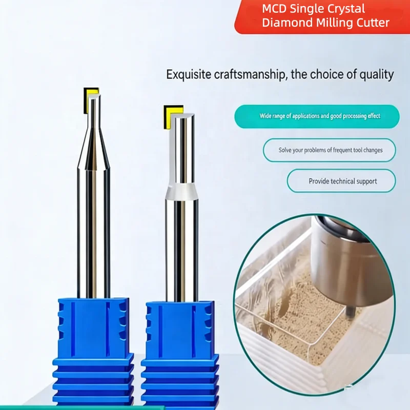 MCD Single Crystal Diamond Milling Cutter Mirror Finish End Mill for Aluminum Copper Acrylic CNC Machining Non-Ferrous Metal