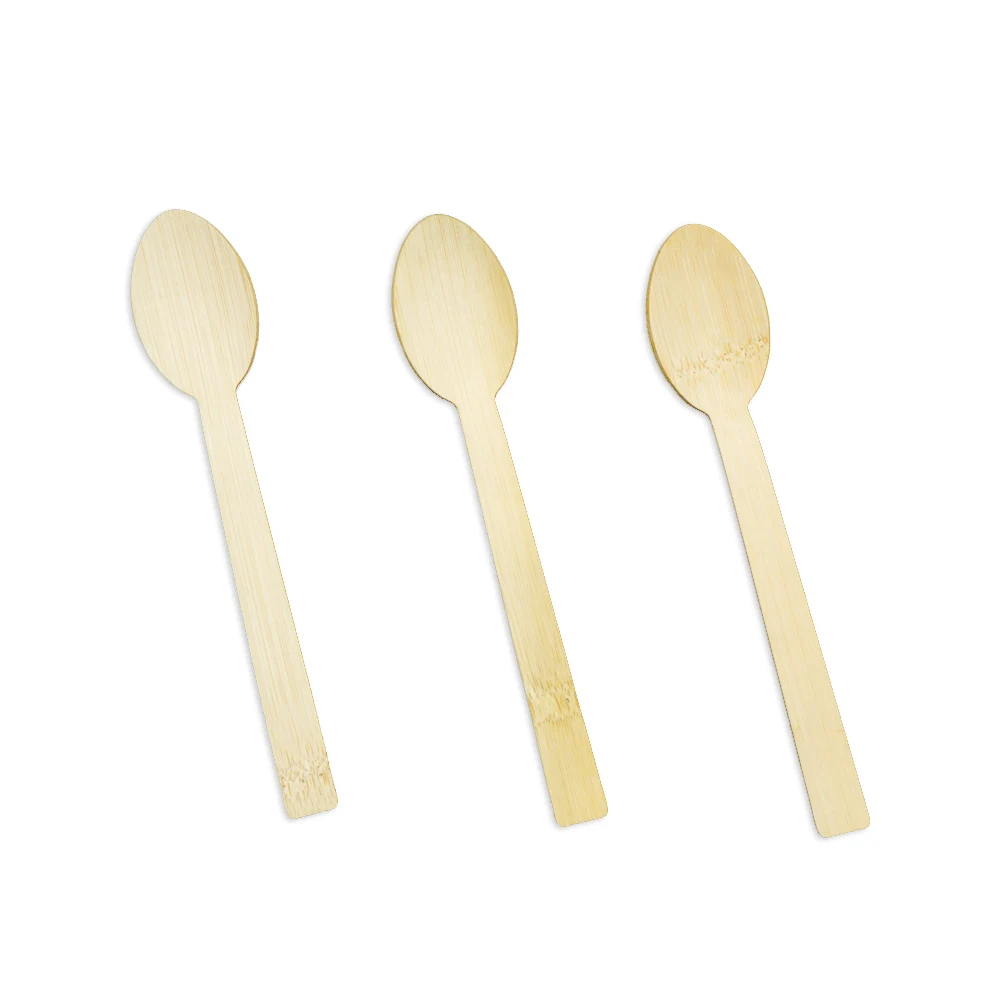

Custom LOGO Biodegradable Eco-friendly Natural Disposable Bamboo Serving Soup Spoon Set Wooden Bambu Utensils/Flatware/Cutlery, Natural bamboo color