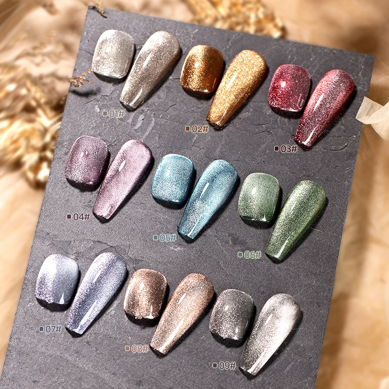 

2021 hot popular 9 colors Diamond magnetic cat eye nail polish uv led gel nails salon professional products