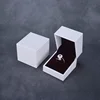 New custom luxury design printed white leatherette paper plastic wedding ring box ,box ring